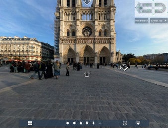 This is a screenshot taken from the Virtual Touring App built for Notre-Dame Cathedral to enable virtual touring during covid 19. The Virtual Touring App was developed by Columbia University