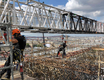 Workers fixing Notre-Dame Cathedral