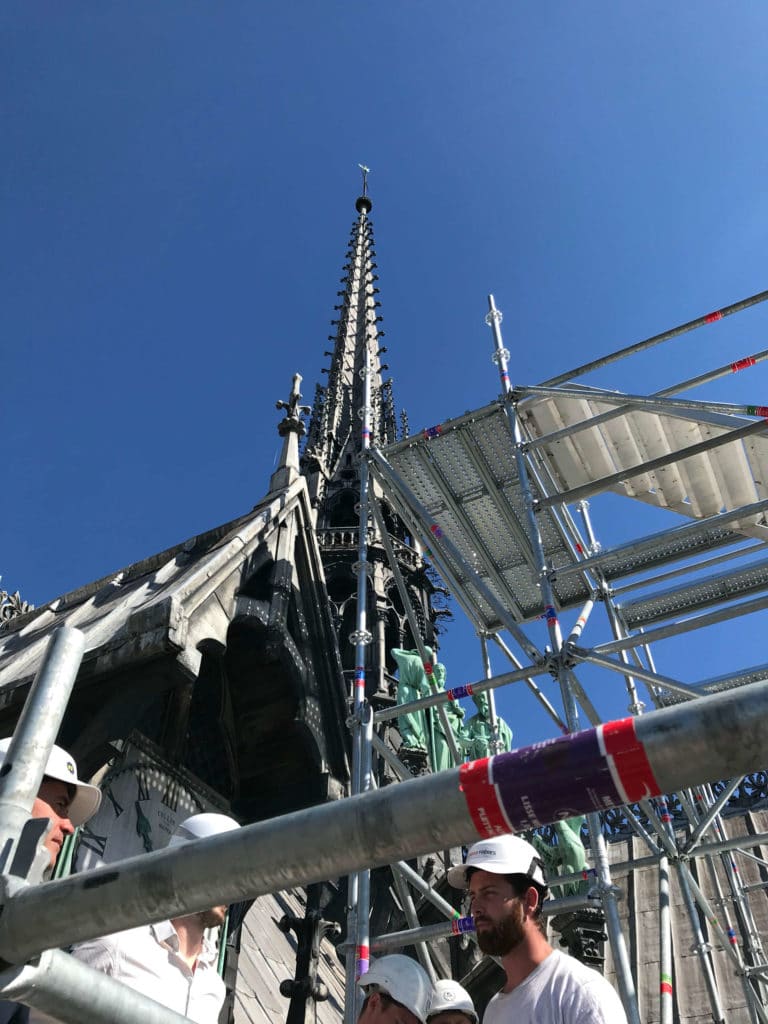 This picture shows Notre-Dame's spire before the fire. In 2019 the spire burnt and collapsed during the fire.