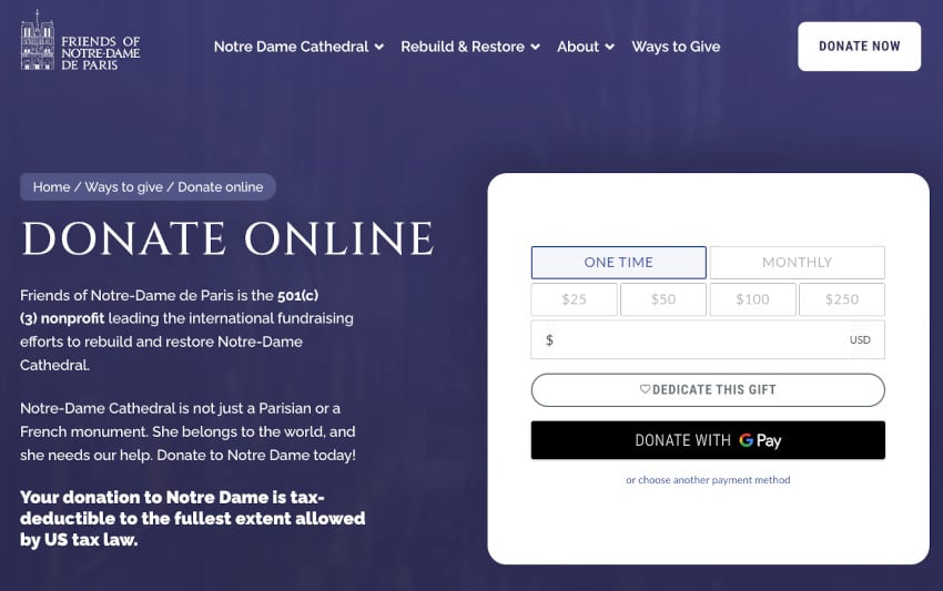 How to donate to Notre Dame: You can make an online donation to Notre-Dame Cathedral